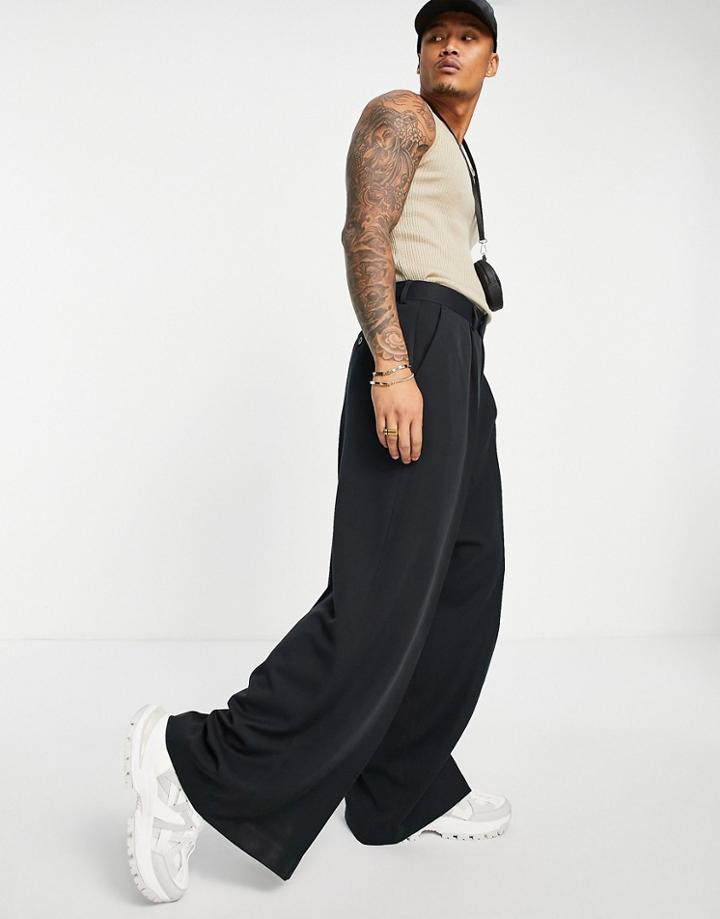 Asos Design Extreme Wide Smart Pants In Black