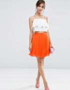 Asos Pleated Mini Skirt - Orange