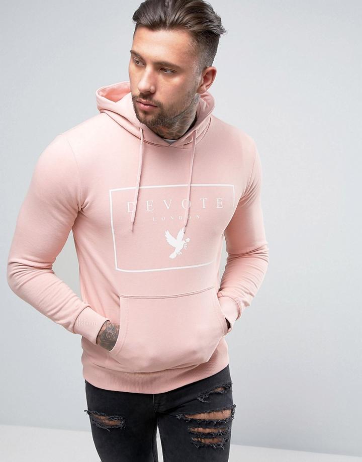 Devote Hoodie In Pink With Logo - Pink