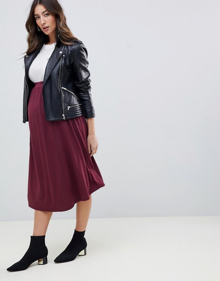Asos Design Maternity Midi Skater Skirt - Red