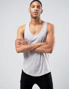 Asos Longline Tank With Extreme Racer Back And Curved Hem In Gray - Gr