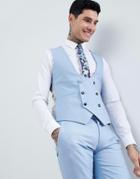 Twisted Tailor Wedding Super Skinny Vest In Light Blue - Blue