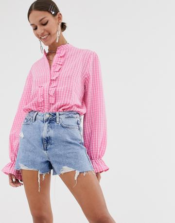 Resume Osanna Check Ruffle Shirt - Pink