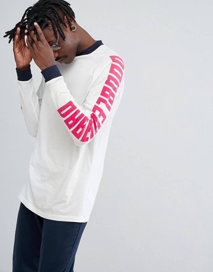 Asos Longline Long Sleve T-shirt With Text Print Raglan Sleeves - White