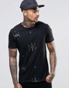 Asos T-shirt With Khaki Geo-tribal Print - Black