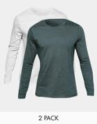 Asos Long Sleeve T-shirt With Crew Neck 2 Pack Save 19%