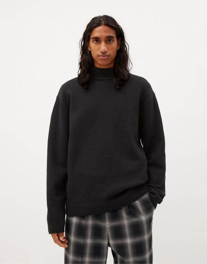 Weekday Atwood Mock Neck Sweater In Black