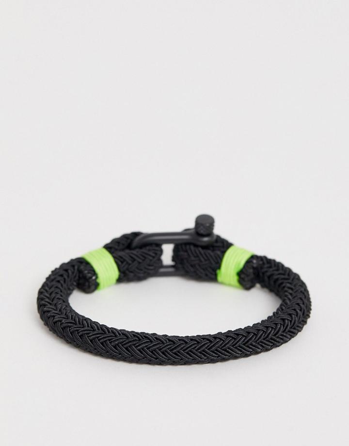 Seven London Woven Bracelet In Black With Neon - Black