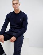 Fred Perry Crew Neck Merino Knitted Sweater In Navy - Navy