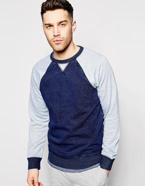 Native Youth Contrast Gray Indigo Sweatshirt - Indigo