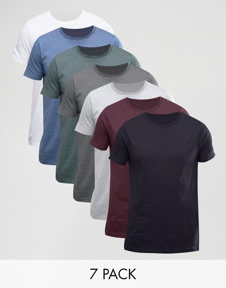 Asos 7 Pack T-shirt With Crew Neck - Multi