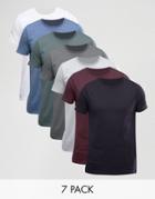 Asos 7 Pack T-shirt With Crew Neck - Multi
