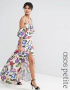 Asos Petite Floral Ruffle Top Maxi Dress - Multi