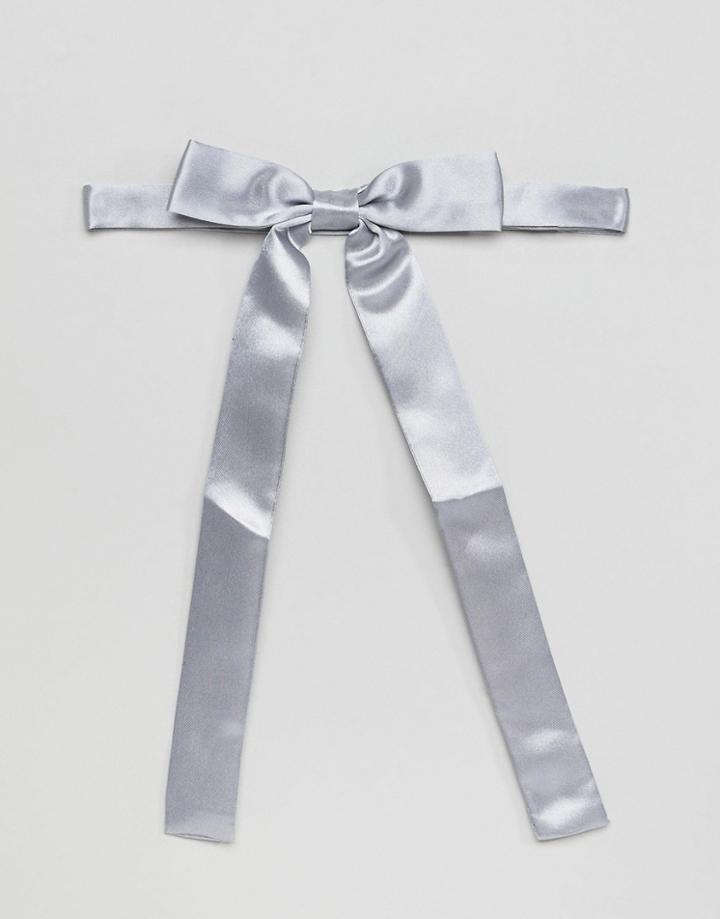 Asos Design Satin Western Bow Tie In Light Blue - Blue