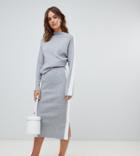 Micha Lounge Knitted Pencil Skirt With Side Stripe Two-piece - Gray