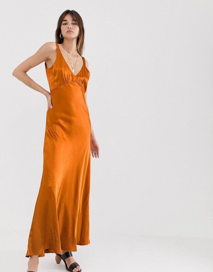 Gestuz Tilja Satin Maxi Dress-orange