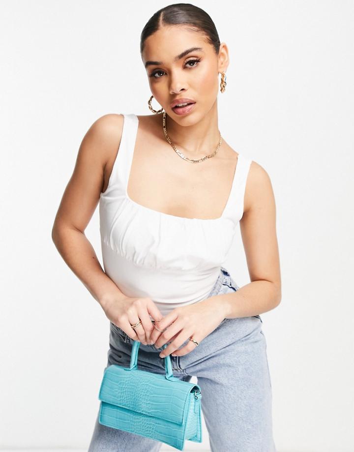 Asos Design Hourglass Square Neck Bust Seam Tank Top In White