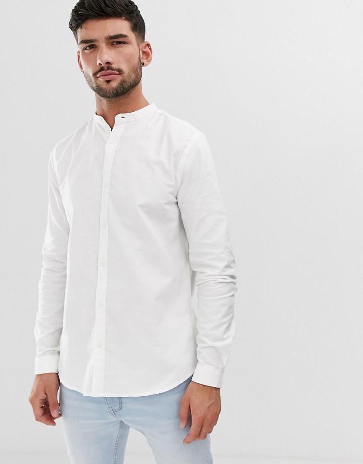 New Look Shirt With Grandad Collar In White