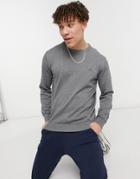 Gant Icon Logo Classic Cotton Knit Sweater In Dark Gray Heather-grey
