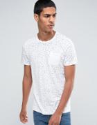 Celio Crew Neck Pocket T-shirt With All Over Print - White