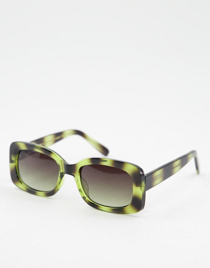 A.kjaerbede Salo Unisex Round Sunglasses In Green Tort