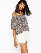 Monki Boho Off The Shoulder Top - Cream
