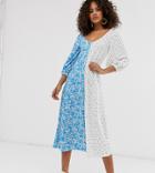 Asos Design Tall Exclusive Mixed Print Midi Dress-multi