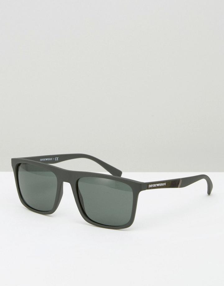 Emporio Armani Square Sunglasses In Green Camo - Green