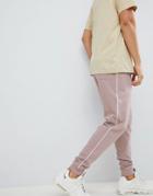 Asos Design Drop Crotch Joggers With Side Piping - Pink