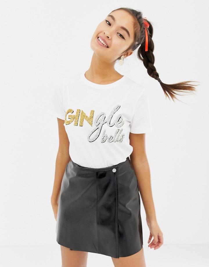 New Look Gingle Bells Slogan Holidays Tee - White