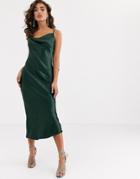 Pretty Lavish Maxi Cami Dress In Liquid Satin Jewel Green - Green