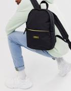 Asos Design Mini Backpack In Black With Gold Metal Logo