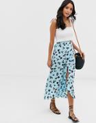Asos Design Wrap Maxi Skirt With Tie In Floral Print - Multi