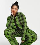 Asos Design Curve Knitted Pants In Optical Jacquard - Part Of A Set-multi