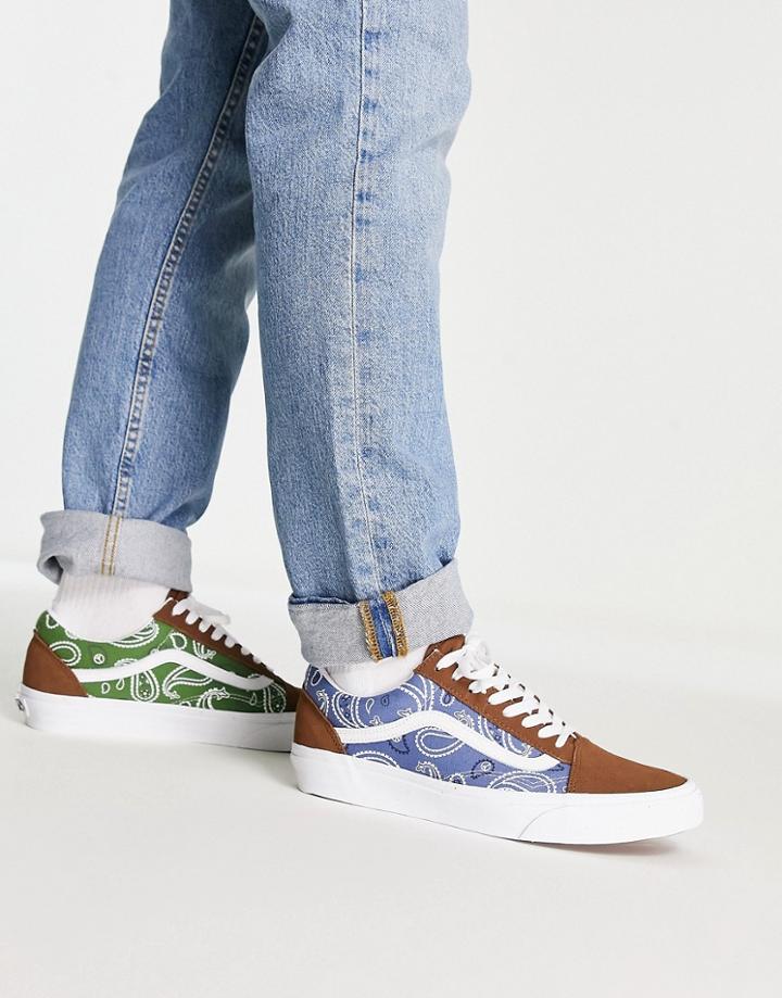 Vans Old Skool Sneakers With Bandana Print In Blue And Brown