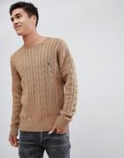French Connection 100% Cotton Logo Cable Knit Sweater-brown