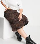 Reclaimed Vintage Inspired Plus Midi Mesh Skirt In Animal Print-multi