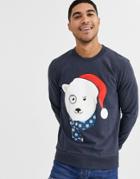 Jack & Jones Holidays Polar Bear Sweatshirt-navy