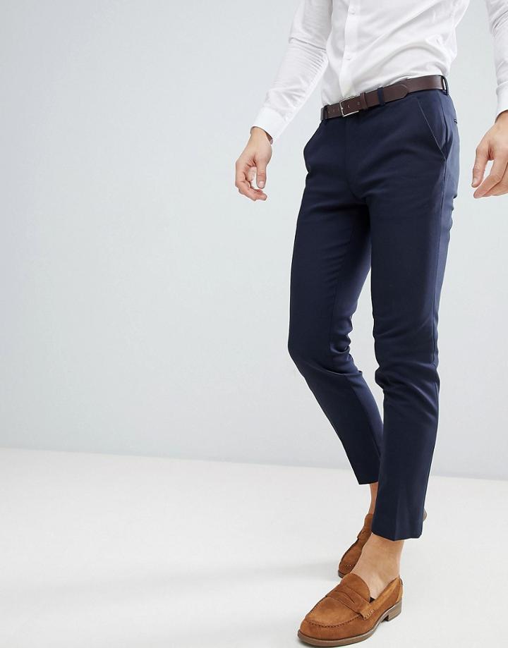 Asos Design Wedding Skinny Suit Pants In Navy - Navy