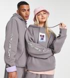 Collusion Unisex Hoodie With Cute Print In Charcoal - Part Of A Set-gray