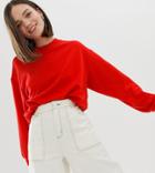 Monki Sweatshirt In Red-gray