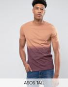 Asos Tall T-shirt With Dip Dye Wash - Red