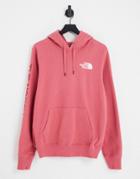 The North Face Sleeve Hit Hoodie In Pink