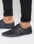 Base London Tent Woven Leather Derby Shoes - Navy