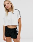 Kappa Cropped T-shirt With Banda Logo Taping - White