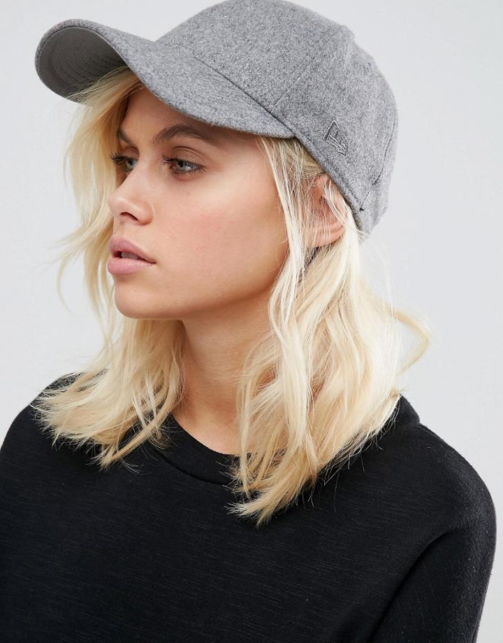 New Era 9 Forty Cap In Gray Wool - Gray