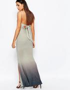 Club L Tie Back Fishtail Maxi Dress In Ombre Glitter - Gray Ombre