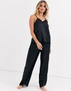 Bluebella Bibi Open Back Lace Trim Cami And Pants Pyjama Set In Black