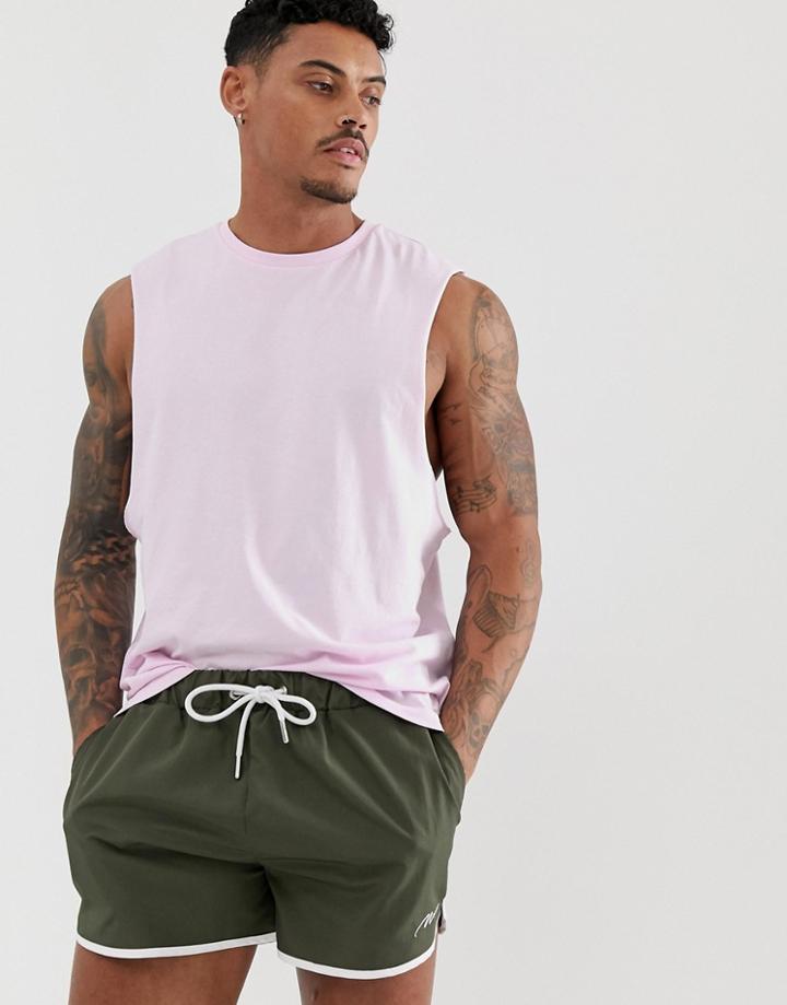 Asos Design Organic Relaxed Sleeveless T-shirt With Crew Neck And Dropped Armhole In Pink