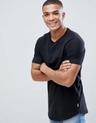 Jack And Jones Long Line Curved Hem T-shirt - Black